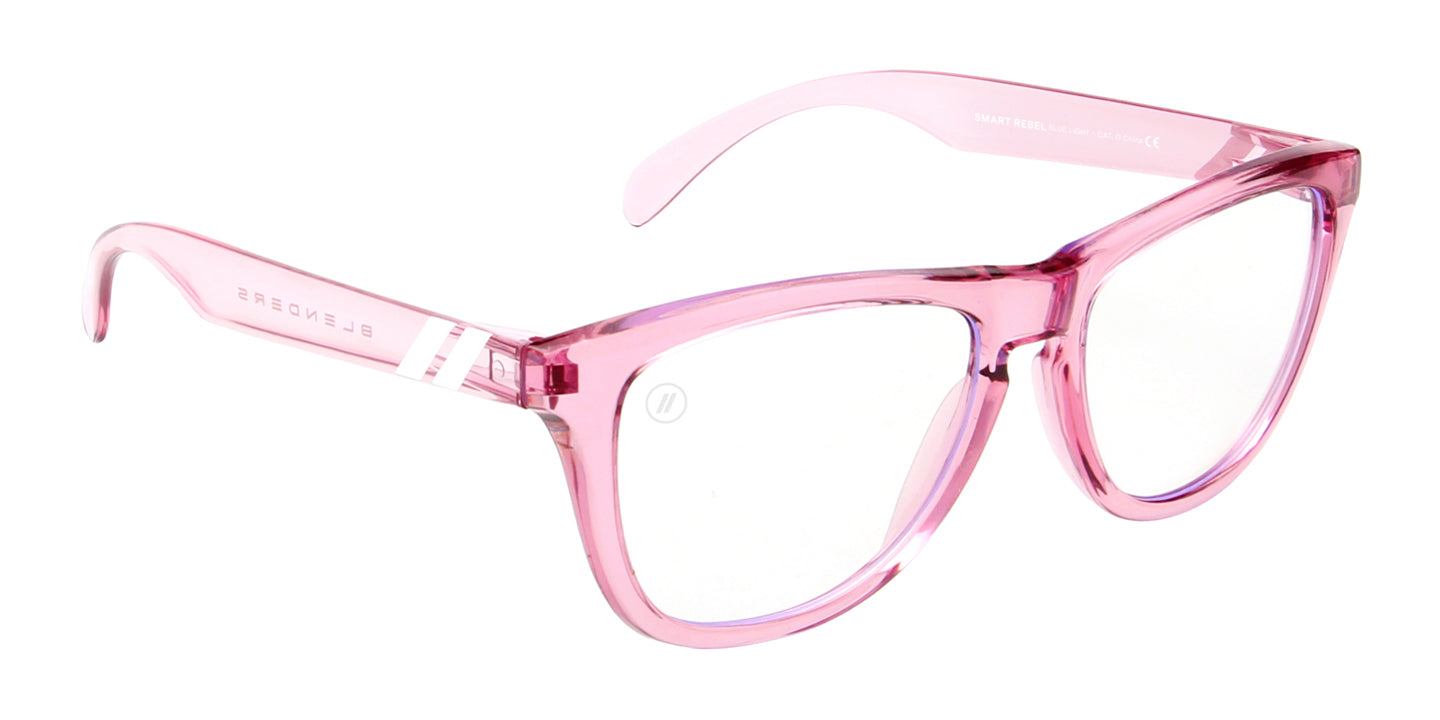 Smart Rebel Blue Light Glasses - Pink Gloss Crystal Frame with Clear Lens Blue Light | $38 US | Blenders Eyewear