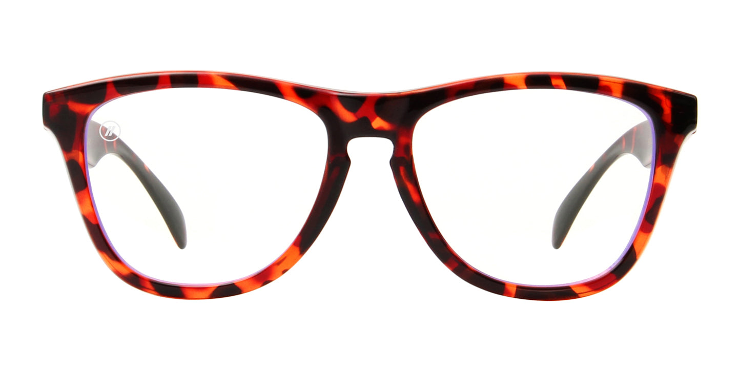 Social Cat Blue Light Glasses - Black, Gold & Red Tortoise Round Frame With Blue Light Blocking Clear Lens