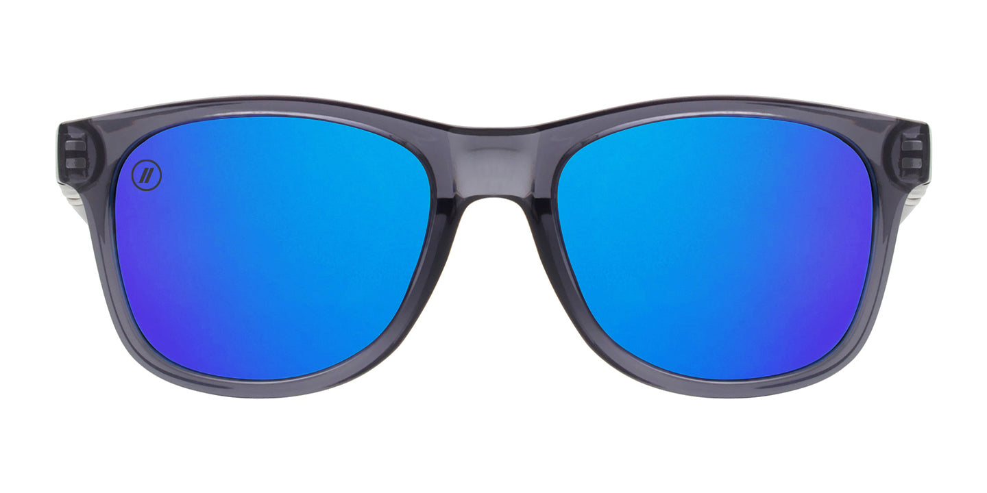 Tipsy Goat X2 Polarized Sunglasses - Blue Mirror Lens & Crystal Clear Frame