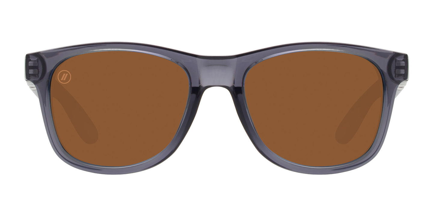 Tipsy Goat X2 | RX Sunglasses - Crystal Grey Prescription Classic Round Frame & Blue Mirror Lens RX | $89 US | Blenders Eyewear