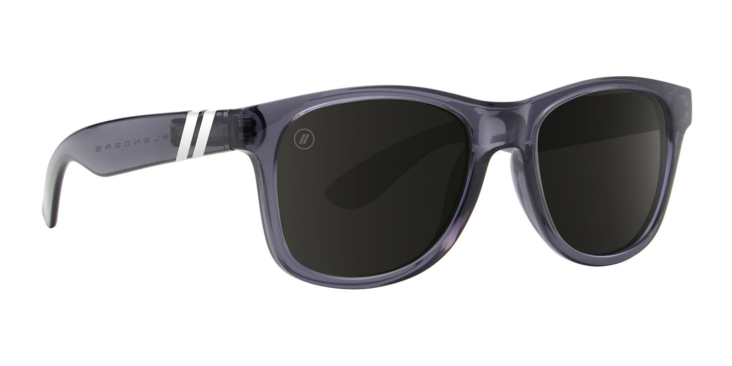 Tipsy Goat X2 | RX Sunglasses - Crystal Grey Prescription Classic Round Frame & Blue Mirror Lens RX | $89 US | Blenders Eyewear