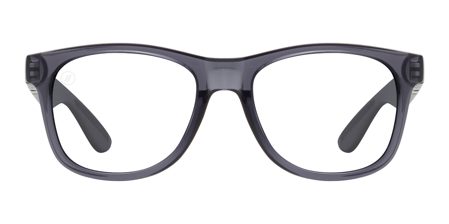 Tipsy Goat X2 | RX Sunglasses - Crystal Grey Prescription Classic Round Frame & Blue Mirror Lens RX | $89 US | Blenders Eyewear