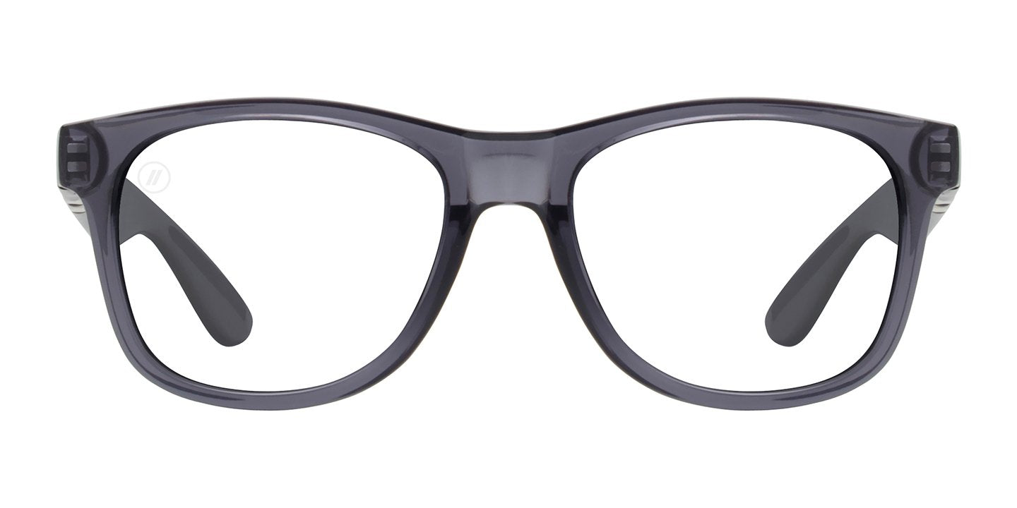 Tipsy Goat X2 | RX Sunglasses - Crystal Grey Prescription Classic Round Frame & Blue Mirror Lens RX | $89 US | Blenders Eyewear