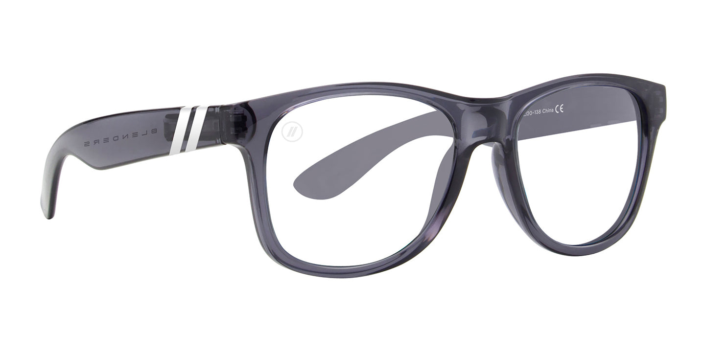 Tipsy Goat X2 | RX Sunglasses - Crystal Grey Prescription Classic Round Frame & Blue Mirror Lens RX | $89 US | Blenders Eyewear