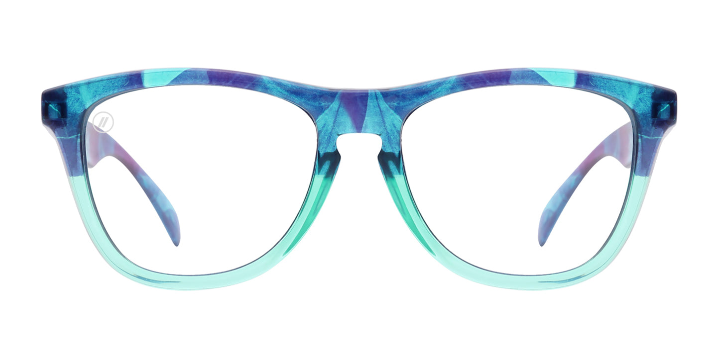 Amber Torrealba Blue Light Blocking Glasses - Clear Lenses With Teal & Floral Frames