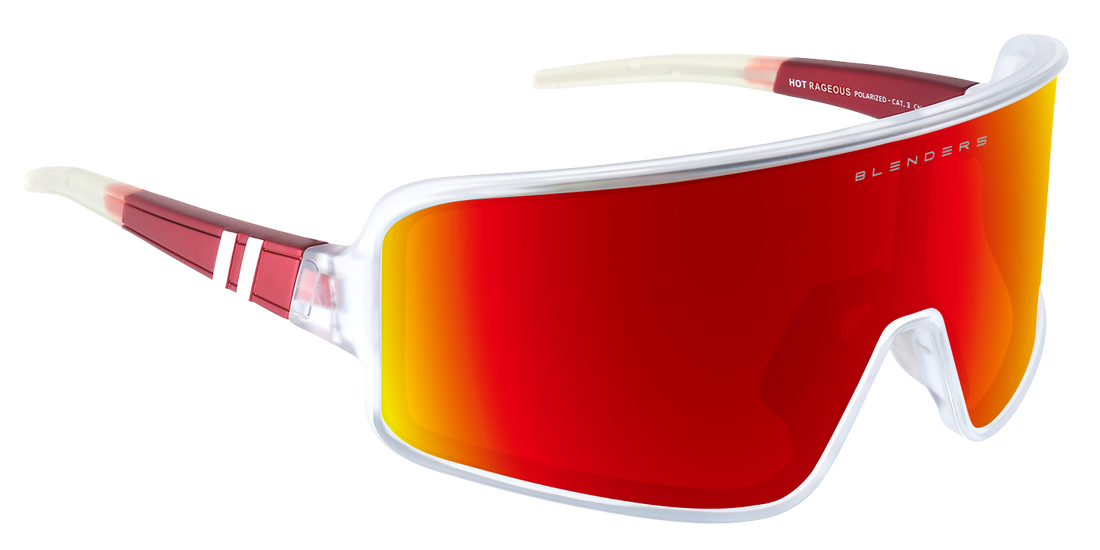 Hot Rageous Wrap Around Sunglasses Polarized Red Lens & Crystal Clear