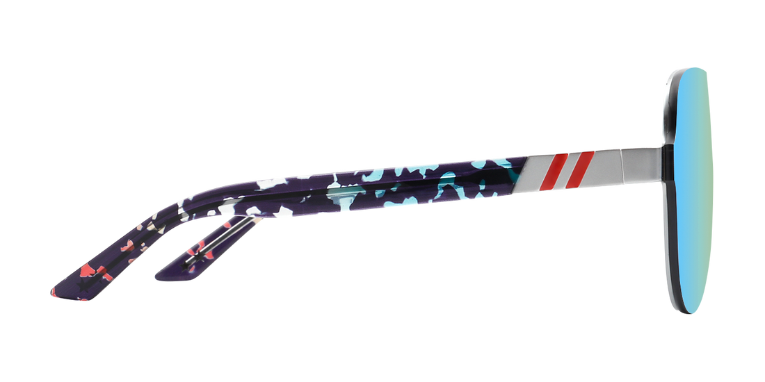 United 4th of July Aviator Sunglasses Blue Mirror Lens & Silver