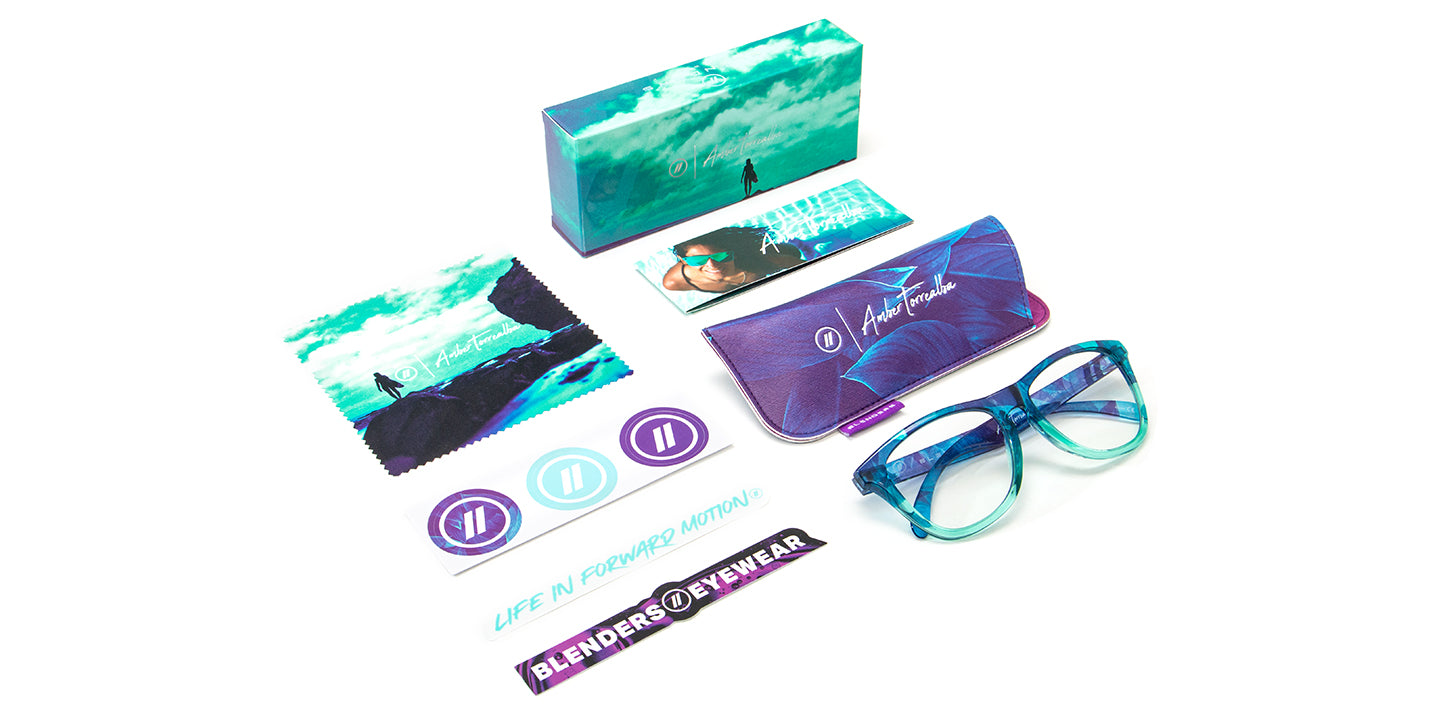 Amber Torrealba Blue Light Blocking Glasses - Clear Lenses With Teal & Floral Frames Blue Light | $38 US | Blenders Eyewear
