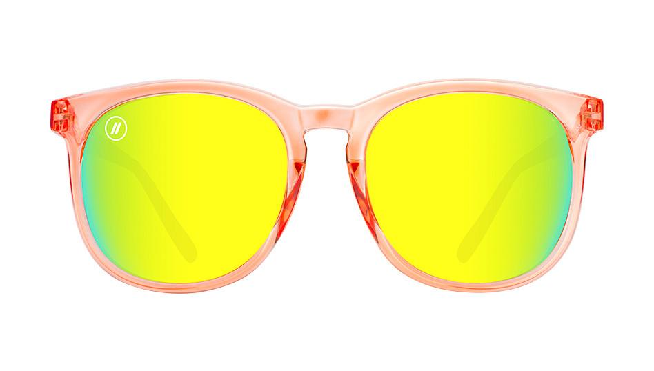 Secret Paradise Polarized Sunglasses - Gold Mirror Lens & Citrus Clear Salmon Lens